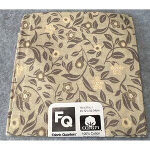 Fabric Quarter Cotton Fat Quarter Tan Floral Print 18x21 for Quilting Crafts